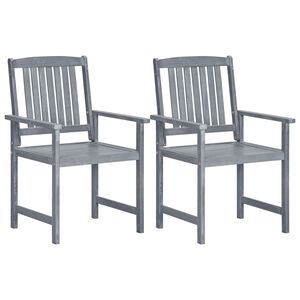 vidaXL Gartenst&uuml;hle 2 Stk. Grau Massivholz Akazie