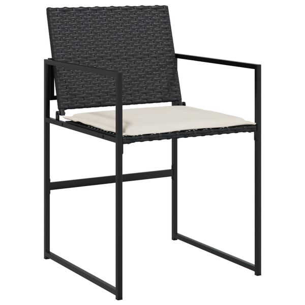 vidaXL 15-tlg. Garten-Essgruppe mit Kissen Schwarz Poly Rattan