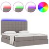 vidaXL Bett mit LED-Lichtleisten mit Kopfteil Taupe 200 x 200 cm Stoff