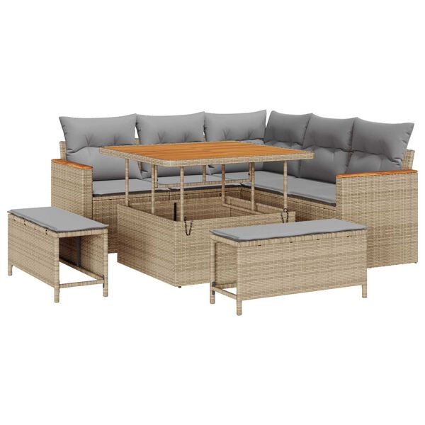 vidaXL Gartensofa-set 8 pcs Beige Poly-Rattan