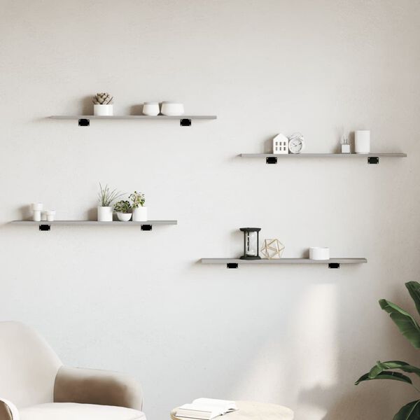 vidaXL Wandregale 4 Stk. Grau Sonoma 80x10x1,5 cm Holzwerkstoff