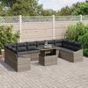 vidaXL Sofa Set mit Kissen 11 pcs Grau Poly-Rattan