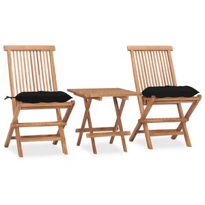 vidaXL 3-tlg. Garten-Essgruppe mit Kissen Klappbar Massivholz Teak
