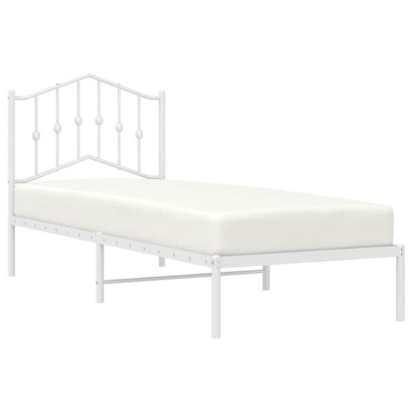 vidaXL Metallbett ohne Matratze mit Kopfteil Wei&szlig; 75x190 cm