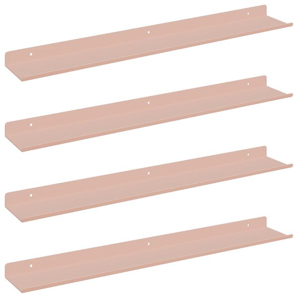 vidaXL Schwebendes Regal 4 pcs Rosa 60 x 8,5 x 2,5 cm Stahl