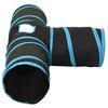 vidaXL Katzentunnel 3-Wege Schwarz und Blau 90 cm Polyester