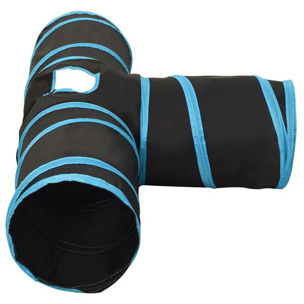 vidaXL Katzentunnel 3-Wege Schwarz und Blau 90 cm Polyester