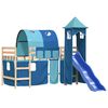 vidaXL Kinderhochbett mit Turm Blau 90x190 cm Massivholz Kiefer