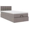 vidaXL Ottoman-Bett mit Matratze & LEDs Taupe 100x200 cm Stoff