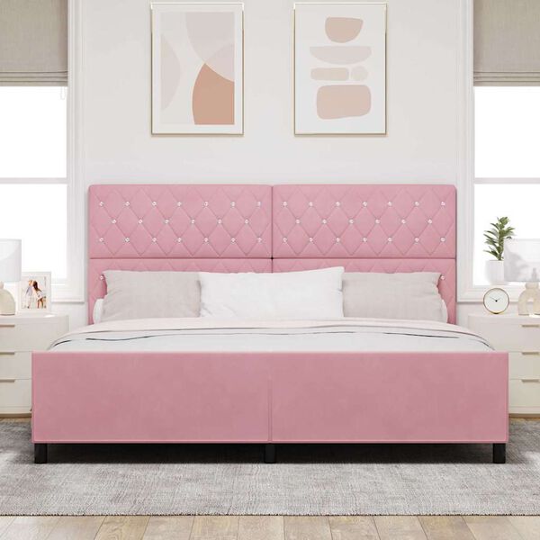 vidaXL Boxspringbett mit Kopfteil Rosa 200 x 200 cm Samt