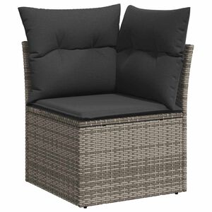 vidaXL Garten-Ecksofa mit Kissen Grau Poly Rattan
