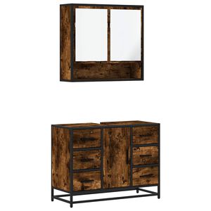 vidaXL 2-tlg. Badm&ouml;bel-Set R&auml;uchereiche Holzwerkstoff