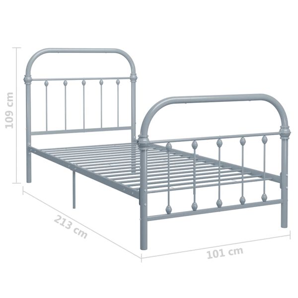 vidaXL Bettgestell Grau Metall 90×200 cm