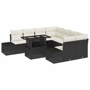 vidaXL Gartensofa-set 9 stk. Schwarz und Creme Poly-Rattan