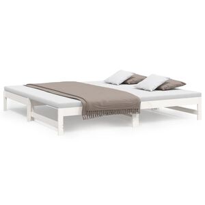 vidaXL Tagesbett Ausziehbar Wei&szlig; 2x(100x200) cm Massivholz Kiefer