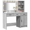 vidaXL Schminktisch mit Spiegelbeleuchtung 2 pcs Grau Holzwerkstoff