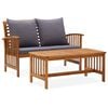 vidaXL 2-tlg. Garten-Lounge-Set mit Kissen Massivholz Akazie