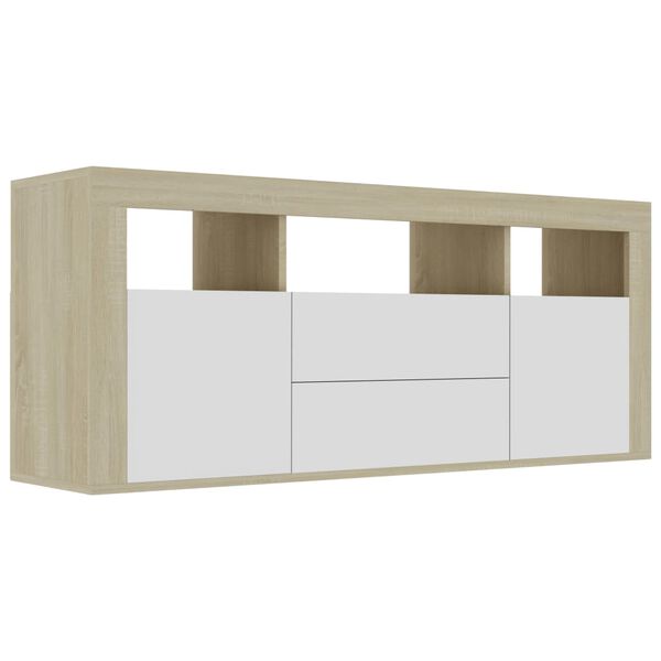 vidaXL TV-Schrank Weiß und Sonoma-Eiche 120x30x50 cm Holzwerkstoff