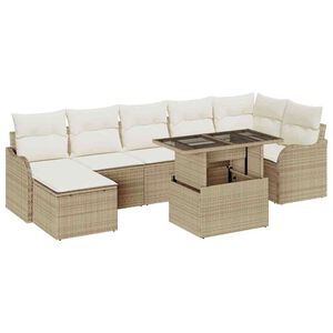 vidaXL Garten-Sofa-Set mit Kissen 8 pcs Beige Poly Rattan