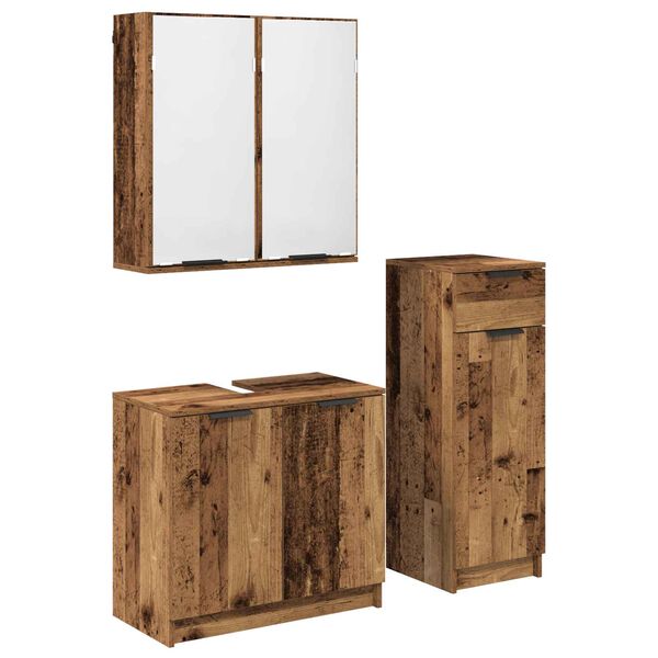 vidaXL Badezimmerm&ouml;bel-Set mit Schubladen 3 pcs Altholz Holzwerkstoff