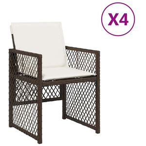 vidaXL Gartenst&uuml;hle mit Kissen 4 Stk. Braun Poly Rattan