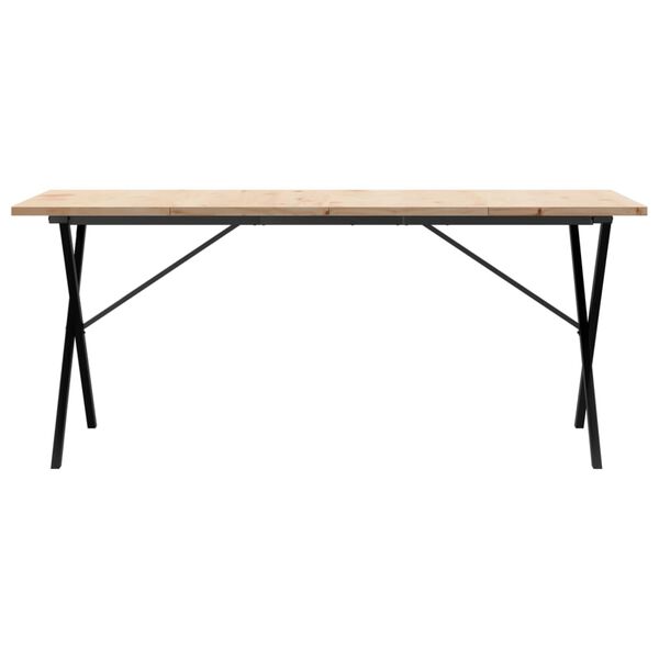 vidaXL Esstisch X-Gestell 180x90x75,5 cm Massivholz Kiefer & Stahl