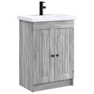 vidaXL Badezimmerm&ouml;bel-Set Grau Sonoma 78,5 x 37,5 x 81 cm