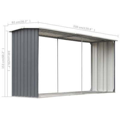 vidaXL Brennholzlager aus verzinktem Stahl 330 x 92 x 153 cm Grau