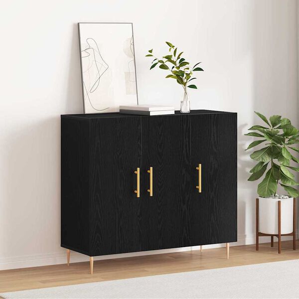 vidaXL Sideboard Schwarz Eichen-Optik 90 x 34 x 80 cm Holzwerkstoff