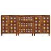 vidaXL Sideboard 3 pcs Walnuss Massivholz Mango