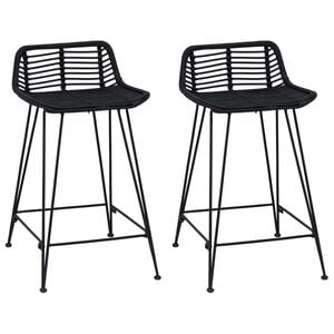 vidaXL Barhocker 2 stk. Schwarz 44 x 45 x 76 cm Rattan und Stahl