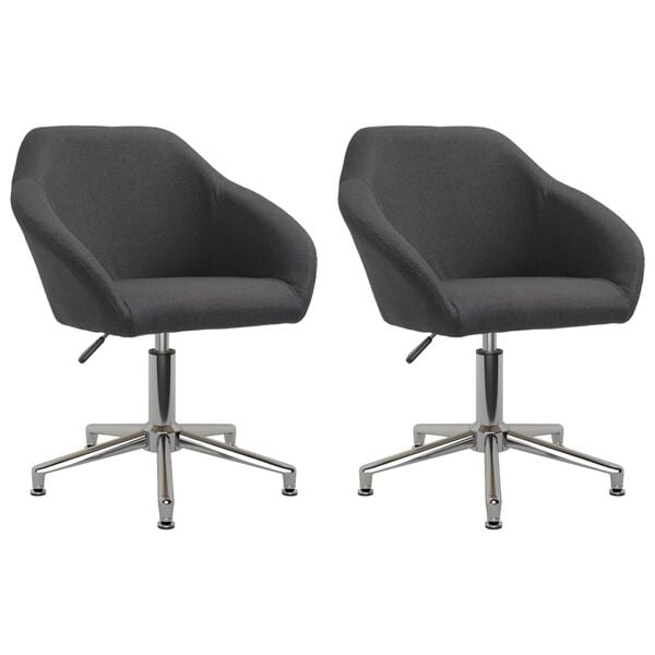 vidaXL Esszimmerst&uuml;hle 2 Stk. Drehbar Dunkelgrau Stoff