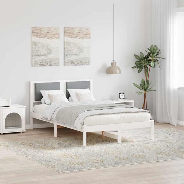 vidaXL Bettrahmen Hellgrau 120 x 200 cm Massives Kiefernholz