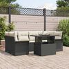 vidaXL Garten-Sofa-Set mit Kissen 7 pcs Schwarz Poly Rattan
