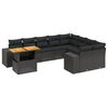 vidaXL 10-tlg. Garten-Sofagarnitur mit Kissen Schwarz Poly Rattan