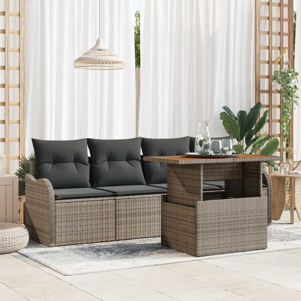 vidaXL Garten-Sofa-Set mit Kissen 5 pcs Grau