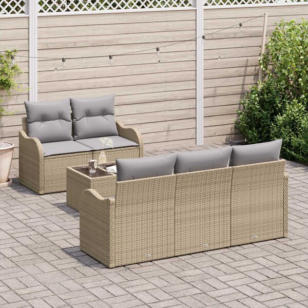 vidaXL Gartensofa-set Beige Poly-Rattan