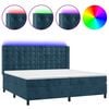 vidaXL Boxspringbett mit Matratze & LED Dunkelblau 200x200 cm Samt