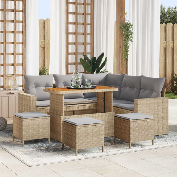 vidaXL Garten-Sofa-Set 9 pcs Beige Poly-Rattan