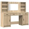 vidaXL Schminktischset mit LED 3 stk. Sonoma-Eiche Holzwerkstoff