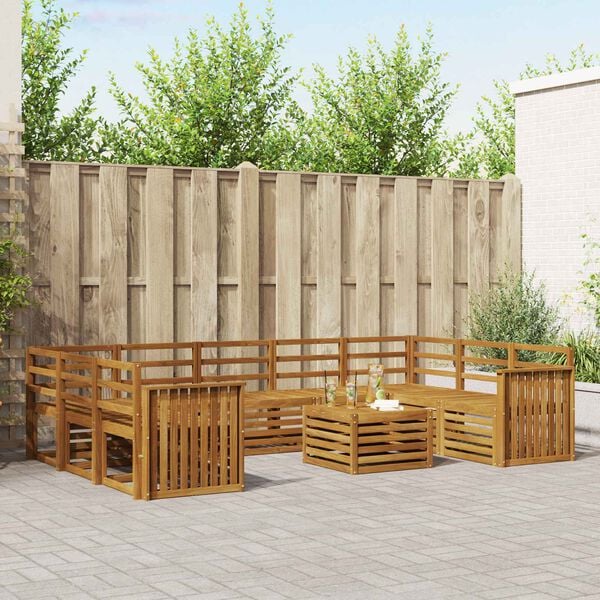 vidaXL Sofagarnituren 10 pcs Natur Massivholz Akazie