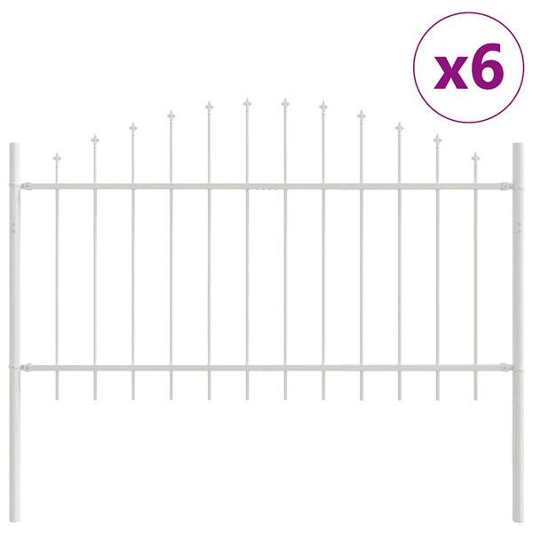 vidaXL Gartenzaun 6 pcs Wei&szlig; 170 x 140 cm Pulverbeschichteter Stahl