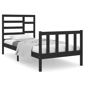 vidaXL Massivholzbett ohne Matratze Schwarz 75x190 cm