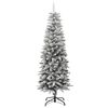 vidaXL K&uuml;nstlicher Weihnachtsbaum Schlank mit Schnee 150 cm PVC & PE