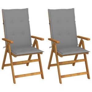 vidaXL 2 verstellbare Klappst&uuml;hle mit Kissen aus massivem Akazienholz