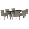 vidaXL Garten Essgruppe mit Kissen 7 pcs Grau Poly-Rattan