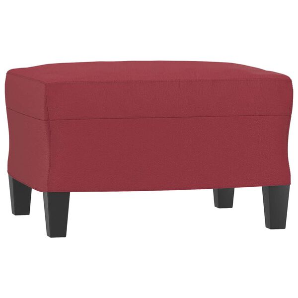 vidaXL 3-Sitzer-Sofa mit Hocker Weinrot 180 cm Kunstleder