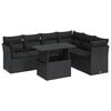 vidaXL 7-tlg. Garten-Sofagarnitur mit Kissen Schwarz Poly Rattan