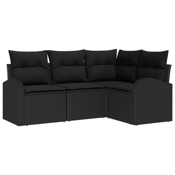 vidaXL Gartensofa-set 4 pcs Schwarz Poly-Rattan