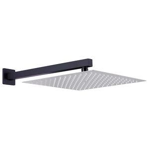 vidaXL Duscharm Quadratisch Edelstahl 201 Schwarz 30 cm